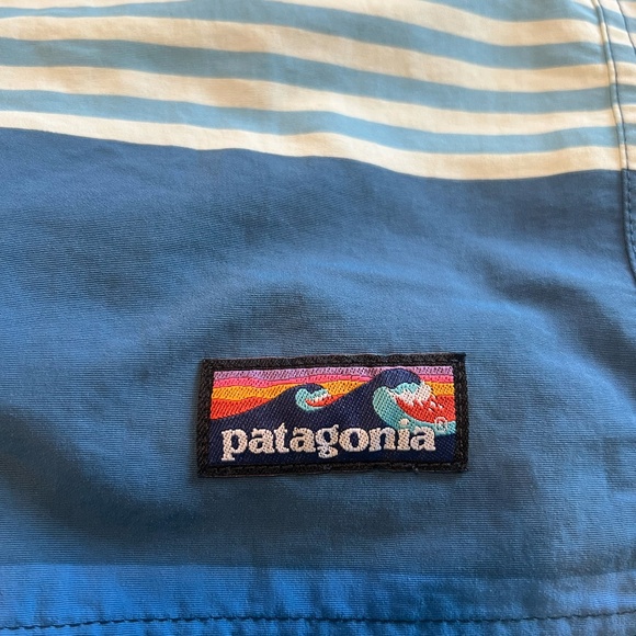 Patagonia Wavefarer Boardshorts Mens 40 Blue Surf Water Beach Stripes 8" Inseam - Picture 5 of 7